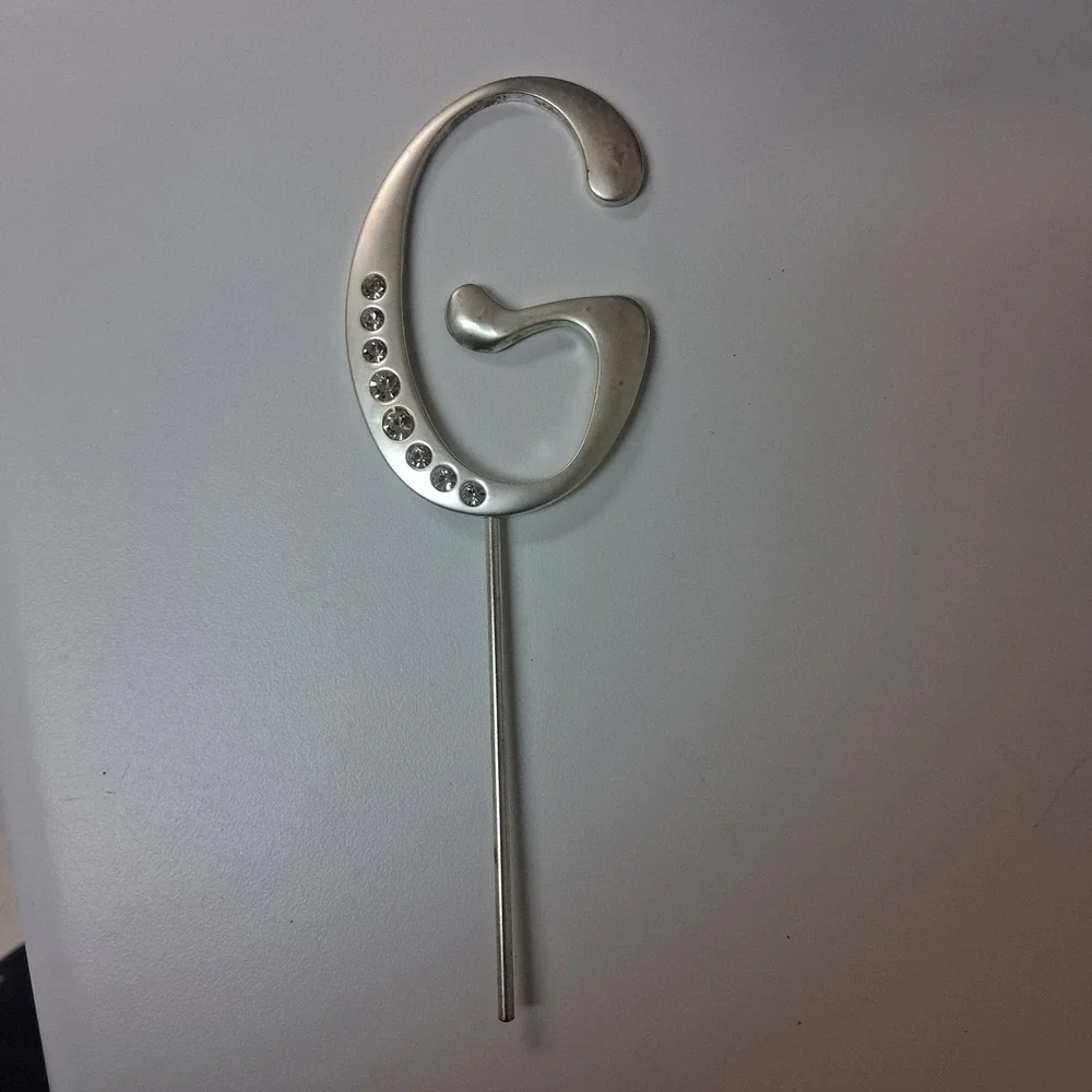 Silver Monogram G Cake Topper Bling Rhinestone Letter Decor‎ Wedding Party Glam